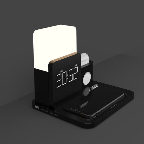 Digital LED Alarm Clock Night Light Magnetic Wireless Charger